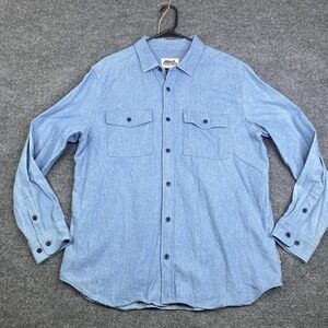 Edgevale Shirt Mens XL Long Sleeve Blue Chambray Button Up Workwear Made In USA